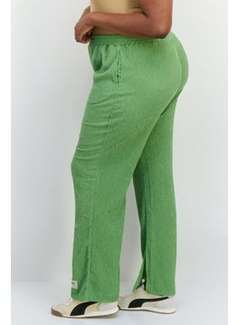The Giving Movement Women Regular Fit Wide Leg Textured Palazzo Pants, Sage Green  - Image 4