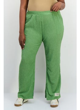 The Giving Movement Women Regular Fit Wide Leg Textured Palazzo Pants, Sage Green  - Image 1