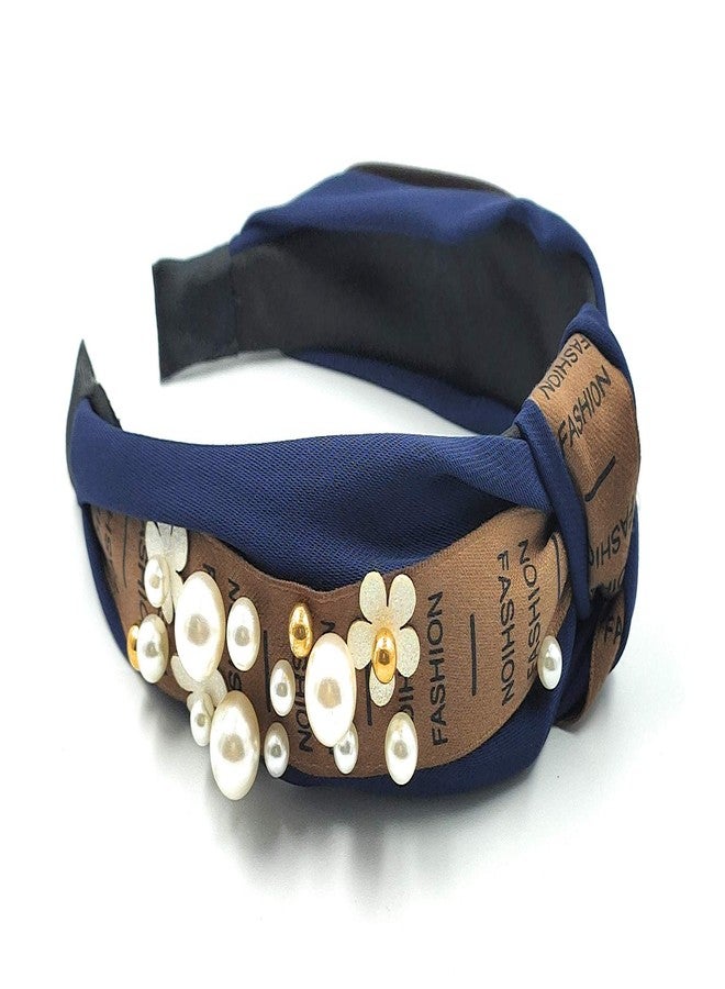 Fairytale Pearly Designer Wide Knotted Hairband Headband for Girls and Women. - Image 1
