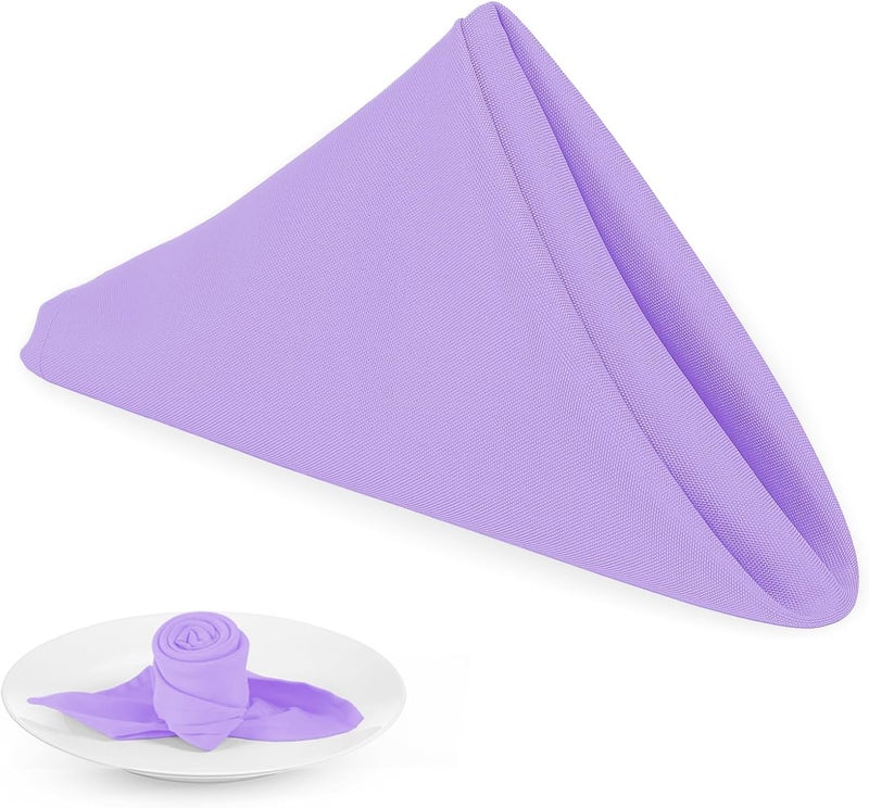 PLOYMONO Lavender Heavy Duty Cloth Napkins - 17 x 17 Inch Solid Washable Polyester Dinner Napkins - Set of 8 Napkins with Hemmed Edges - Great for Weddings, Parties, Spring Easter Summer & More - Image 1