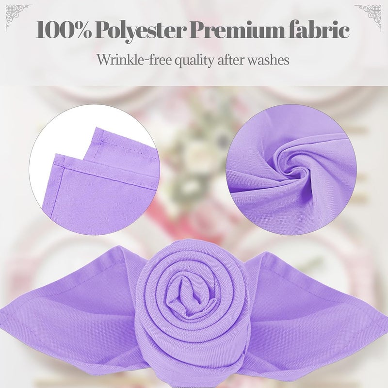 PLOYMONO Lavender Heavy Duty Cloth Napkins - 17 x 17 Inch Solid Washable Polyester Dinner Napkins - Set of 8 Napkins with Hemmed Edges - Great for Weddings, Parties, Spring Easter Summer & More - Image 3