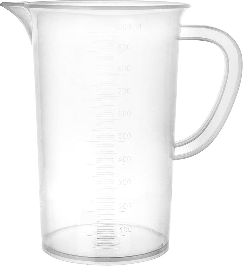EISCO Plastic Pitcher, 1000mL (1L) - Molded Graduations - Chemical Resistant & Autoclavable Polypropylene - Measuring Jug - Image 1