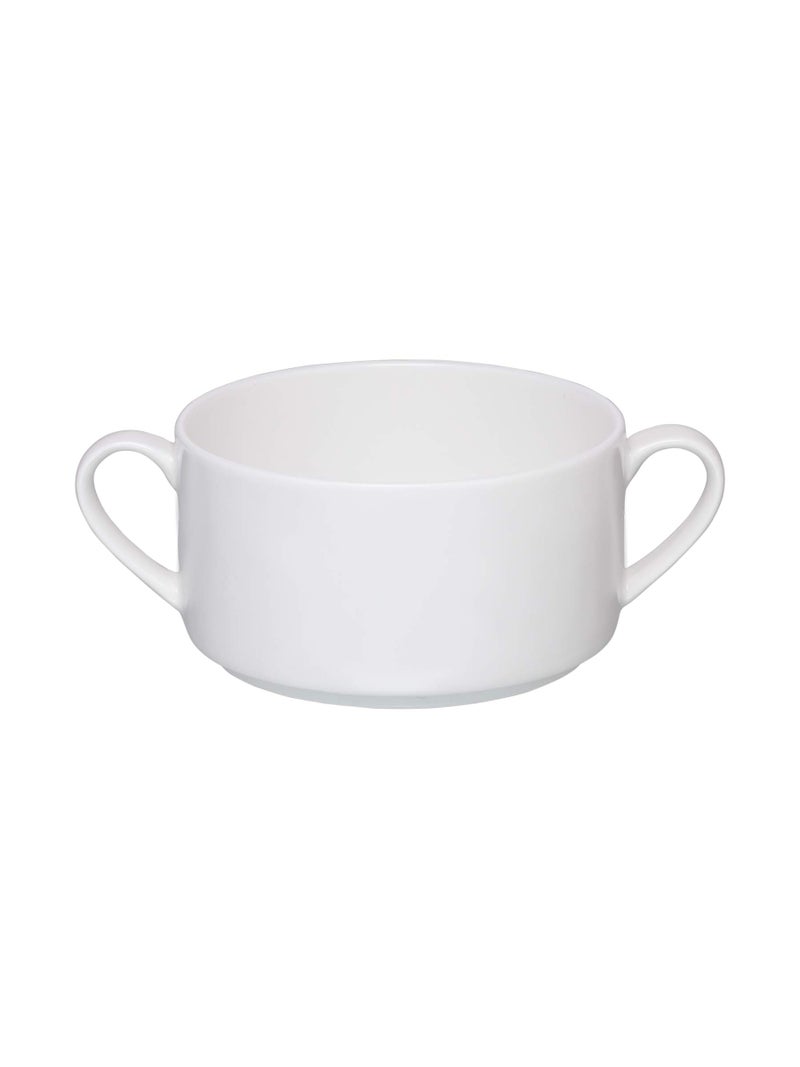 Clay Craft - Premium Ceramic Soup Mug Set - Microwave Safe, Glossy Finish, Double Handle Design, Durable Bowl Cups for Soup & Beverages - White - 460ml Large Capacity (Set of 4) - Image 3