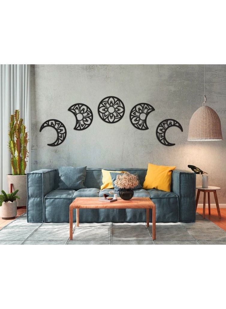 هوم جاليري ديكور فني للحائط من خشب القمر من لونيشن - مجموعة من 5 قطع في كل 30 × 30 - Image 2