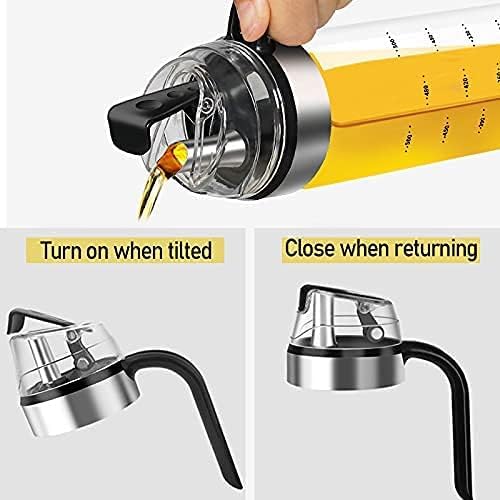 Home Stuffs Auto Flip Cooking Oil Bottle 500ML Olive Oil Bottle Dispenser for Kitchen Glass Cruet Bottle with NonSlip Handle for Olive Oil Vinegar SOYA Sauce PACK OF 2 - Image 3