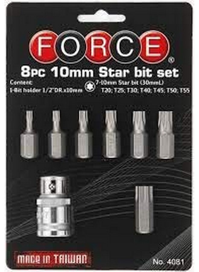 Artist Unknown Force 4081 1 2-inch Square Drive Star Torx BIT -Set of 8 Pieces, Alloy Steel