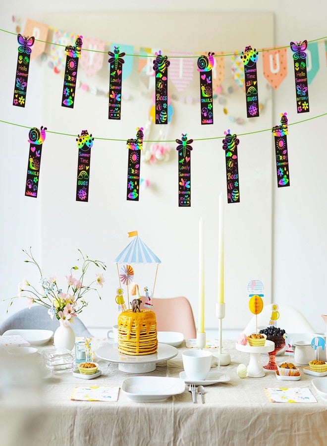 سي واي 2 سايد فواصل كتب CY2SIDE الربيعية القابلة للخدش - 60 قطعة. فواصل كتب "مرحباً بالحشرات الربيعية" للأطفال، اصنعها بنفسك، وقت الحشرات، النحل، ورق ملون سحري قابل للخدش، حرفة يدوية لأنشطة الفصل الدراسي، مشروع فني - Image 4