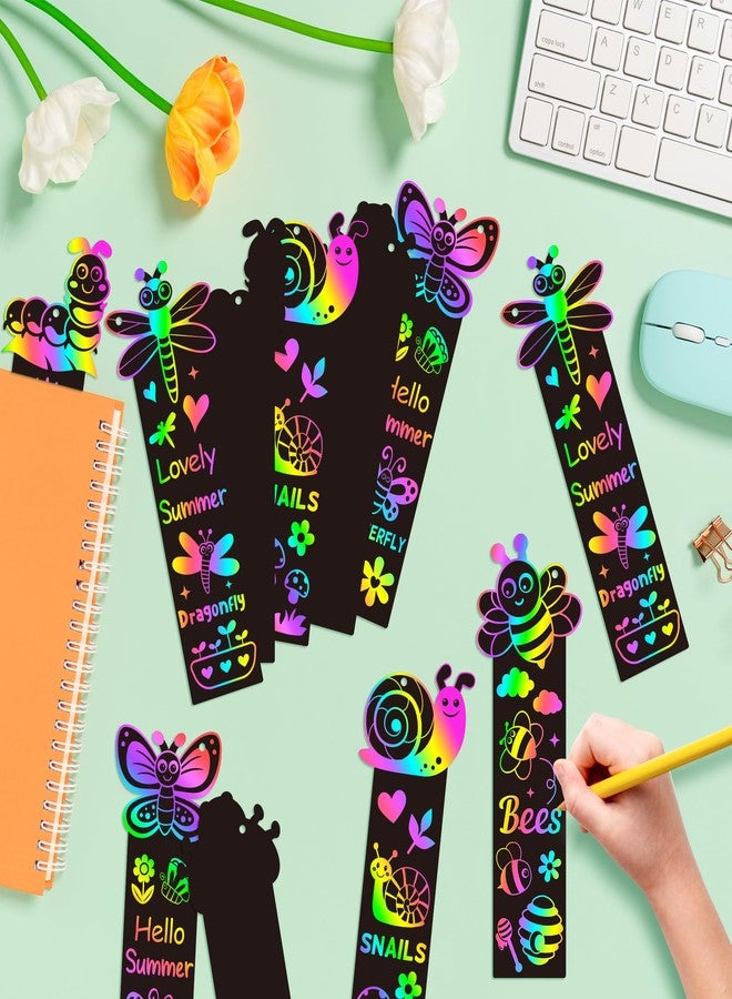 سي واي 2 سايد فواصل كتب CY2SIDE الربيعية القابلة للخدش - 60 قطعة. فواصل كتب "مرحباً بالحشرات الربيعية" للأطفال، اصنعها بنفسك، وقت الحشرات، النحل، ورق ملون سحري قابل للخدش، حرفة يدوية لأنشطة الفصل الدراسي، مشروع فني - Image 3