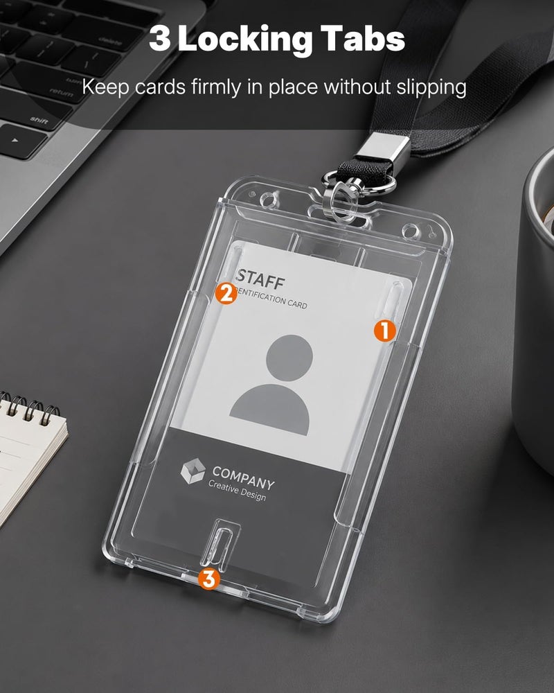 باوفلي حامل البطاقات العمودي من Pawfly، مجموعة 2 قطع، يحتوي على مساحة للإبهام، وغلاف واقي شفاف ومتين من البلاستيك، مناسب لبطاقات الهوية الرسمية، بطاقات الائتمان، رخص القيادة، والمرور. - Image 3
