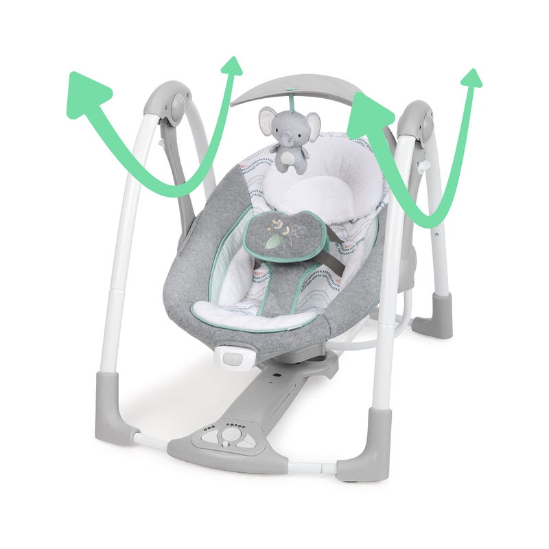 Ingenuity ConvertMe 2-in-1 Compact Portable Automatic Baby Swing & Infant Seat, Battery-Saving Vibrations, Nature Sounds, 0-9 Months 6-20 lbs (Swell) - Image 4