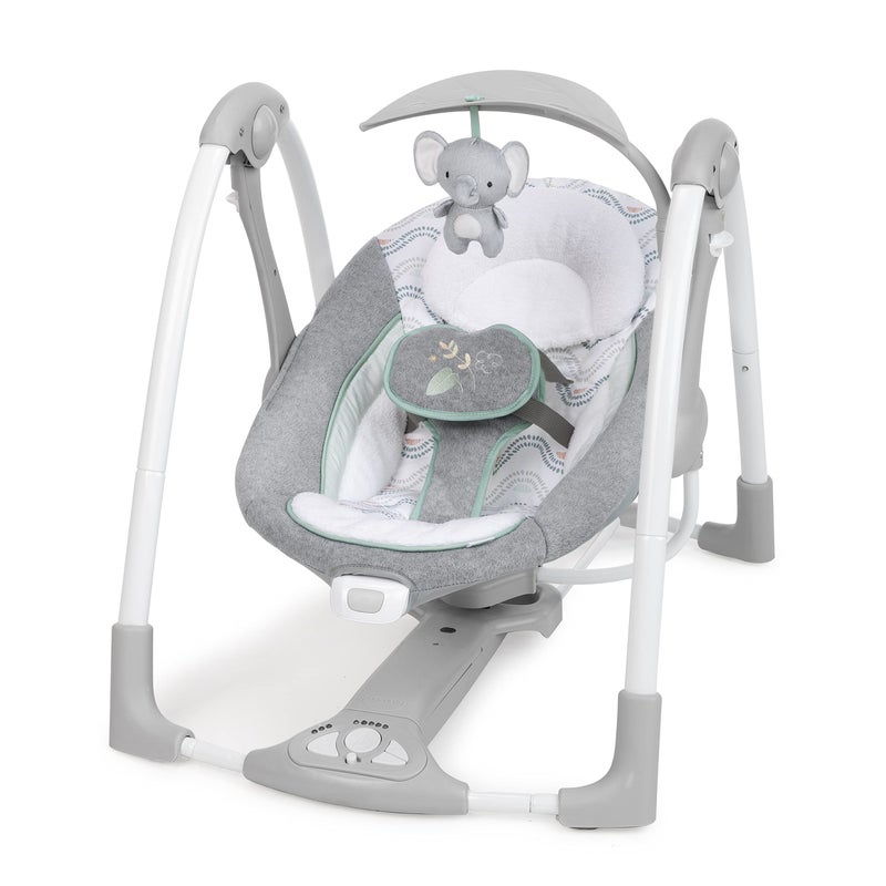 Ingenuity ConvertMe 2-in-1 Compact Portable Automatic Baby Swing & Infant Seat, Battery-Saving Vibrations, Nature Sounds, 0-9 Months 6-20 lbs (Swell) - Image 1