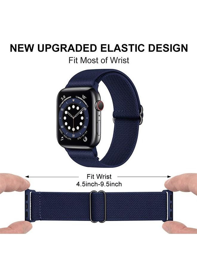 Ocean - Soft Nylon Elastic Braided Strap For Apple Watch SE Series 8/7/6/5/4/3/2/1 (Navy Blue, 38mm/40mm/41mm) - Image 1