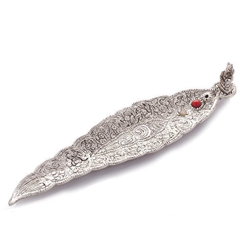 Lavanaya Silver Aluminum Incense Holder & Ash Catcher Agarbatti Stand with Ganesha Figurine (Silver 1) - Image 5