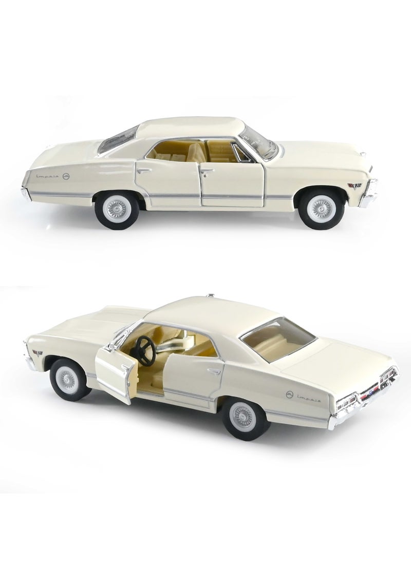 Kinsmart Pull Back Action 1:40 Scale 1967 Chevrolet Impala Doors Openable Collectible Diecast Metal Toy Car  - Image 1