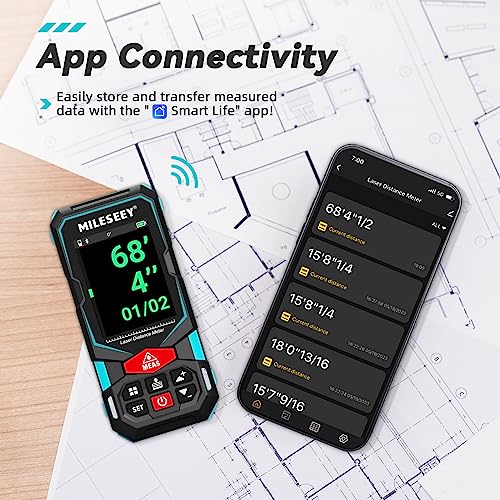MILESEEY Laser Measurement Tool, MiLESEEY 330Ft Multifunctional Laser Measure with 2.4" Color Backlit Display, Rechargeable Laser Distance Meter with Angle Sensor, m/cm/mm/in/ft+in Measurement Unit - Image 3