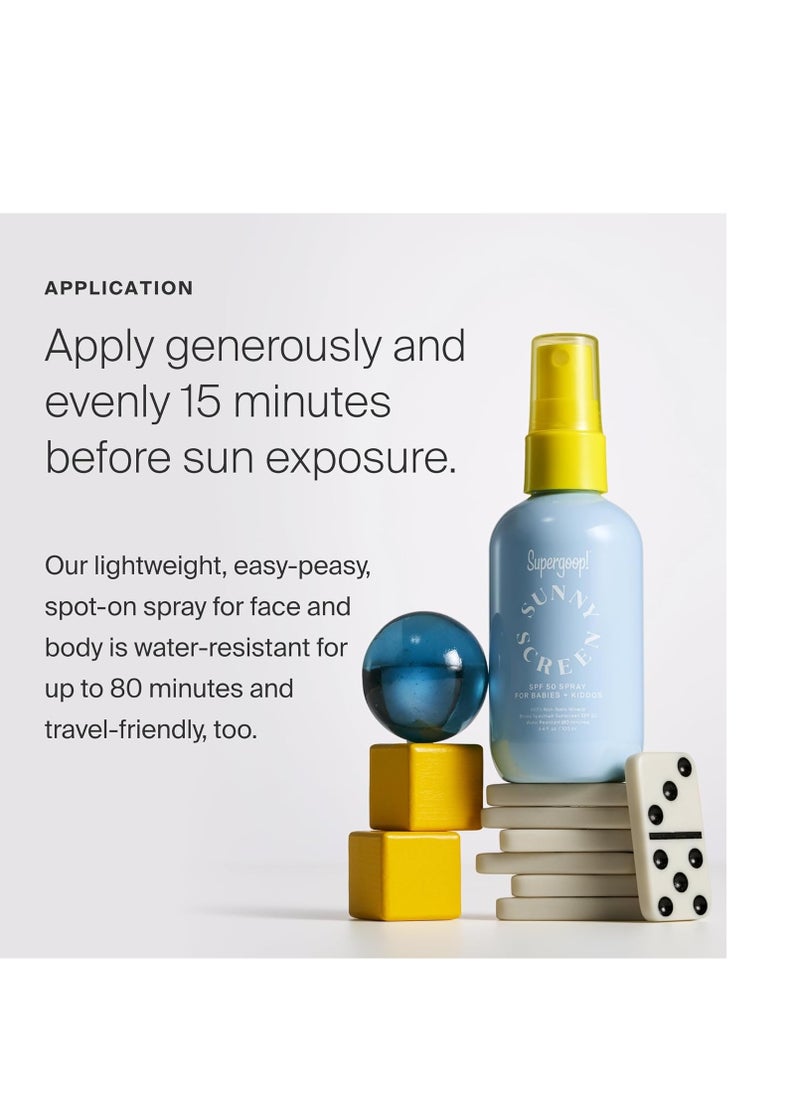 Supergoop! Supergoop! Sunnyscreen 100% Mineral Spray SPF 50, 3.4 fl oz - Face & Body Sunscreen for Babies & Kids - 100% Non-Nano Mineral Formula - Pediatrician Tested, Hypoallergenic, Fragrance & Silicone Free  - Image 4