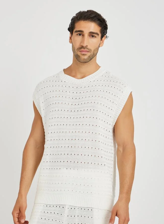Styli Styli Limited Relaxed Fit Crochet Knit T-Shirt and Short Co-Ords