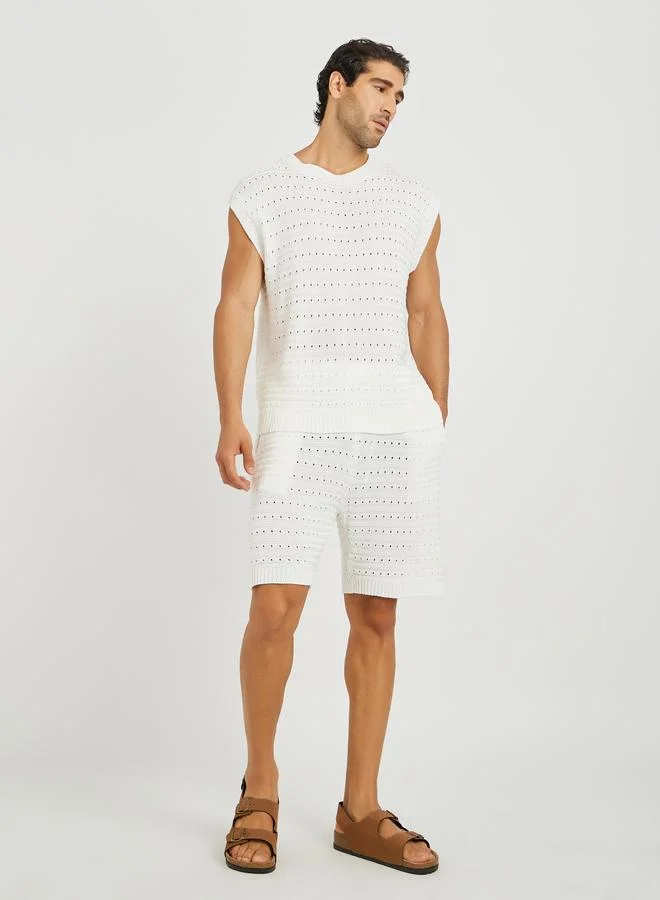 Styli Styli Limited Relaxed Fit Crochet Knit T-Shirt and Short Co-Ords