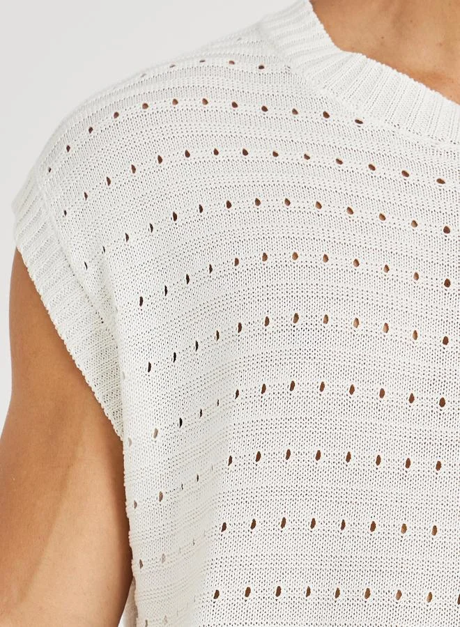 Styli Limited Relaxed Fit Crochet Knit T-Shirt and Short Co-Ords