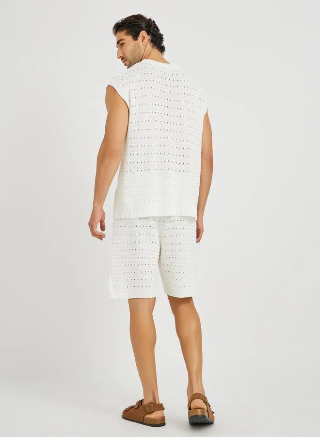 Styli Limited Relaxed Fit Crochet Knit T-Shirt and Short Co-Ords