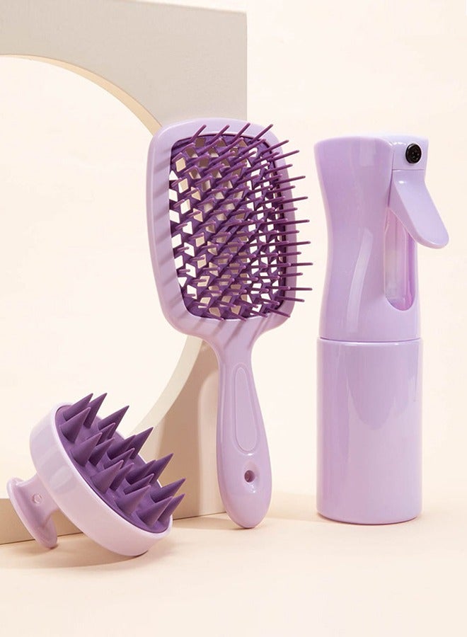 Loquat Spray bottle, silicone hair wash brush, hair comb, hair dye bottle, ladies' special scalp massage comb 4-piece set - Image 2