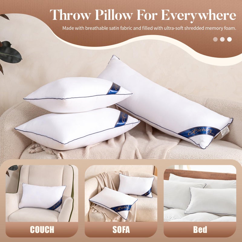 Richtry Premium Memory Foam 14 x 36 Inch Throw Pillow Insert - Decorative Lumbar Throw Pillow for Living Room, Sofa and Couch, 14 x 36 Inch, White - Image 5