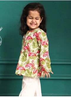 Polka Tots Polka Tots Full Sleeves Night Wear Swan Kurta Pyjama - Pink  - Image 2