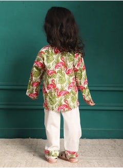 Polka Tots Polka Tots Full Sleeves Night Wear Swan Kurta Pyjama - Pink  - Image 4