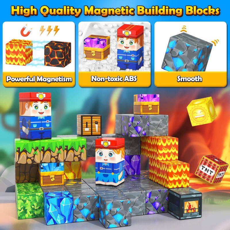 Soyee Magnetic Blocks Travel Toys with Metal Tin Travel Essentials STEM Learning Outdoor Building Kids Toddler Toys & Birthday Gifts for Boys Girls Ages 3+ - Image 3