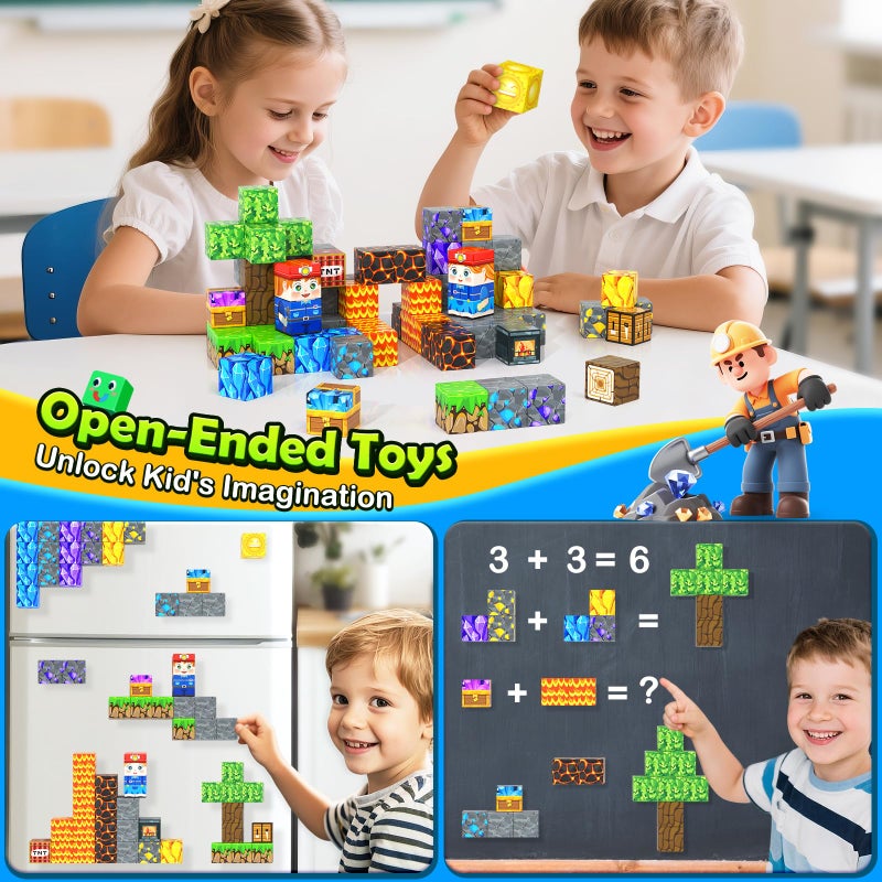 Soyee Magnetic Blocks Travel Toys with Metal Tin Travel Essentials STEM Learning Outdoor Building Kids Toddler Toys & Birthday Gifts for Boys Girls Ages 3+ - Image 4
