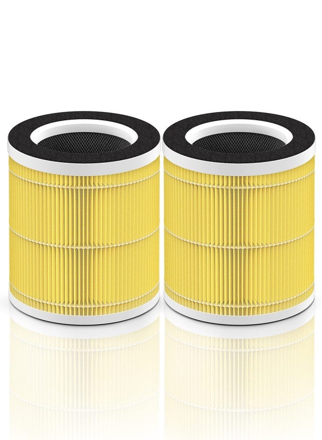 HSIAMEN RP-AP088-F1 Compatible with RENPHO Air Purifier Replacement Filter RP-AP088W RP-AP088 RP-AP088B, 5-Stage H13 True HEPA Filters w/Activated Carbon Filtration for Pet Allergy, Yellow 2-Pack - Image 1
