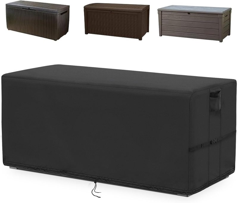 Kingling Deck Box Cover, Outdoor Storage Box Cover for Keter 71 Gallon Deck Box, Waterproof Outside Patio Storage Bench Deck Boxes Covers Black (46" L x 18" W x 23" H) - Image 1