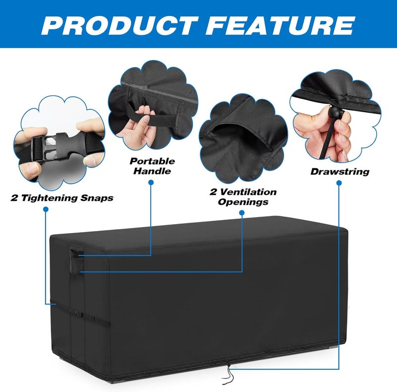Kingling Deck Box Cover, Outdoor Storage Box Cover for Keter 71 Gallon Deck Box, Waterproof Outside Patio Storage Bench Deck Boxes Covers Black (46" L x 18" W x 23" H) - Image 3
