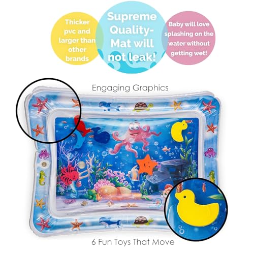 Zeccorp Tummy Time Water Mat for Babies | Sensory Play Babies for 6-12 Months | Newborn Baby Essentials | Water-Filled Activity Mat | Baby Gifts | Fun Activity Play Center Indoor and Outdoor Activity | Pack of 1 - Image 4
