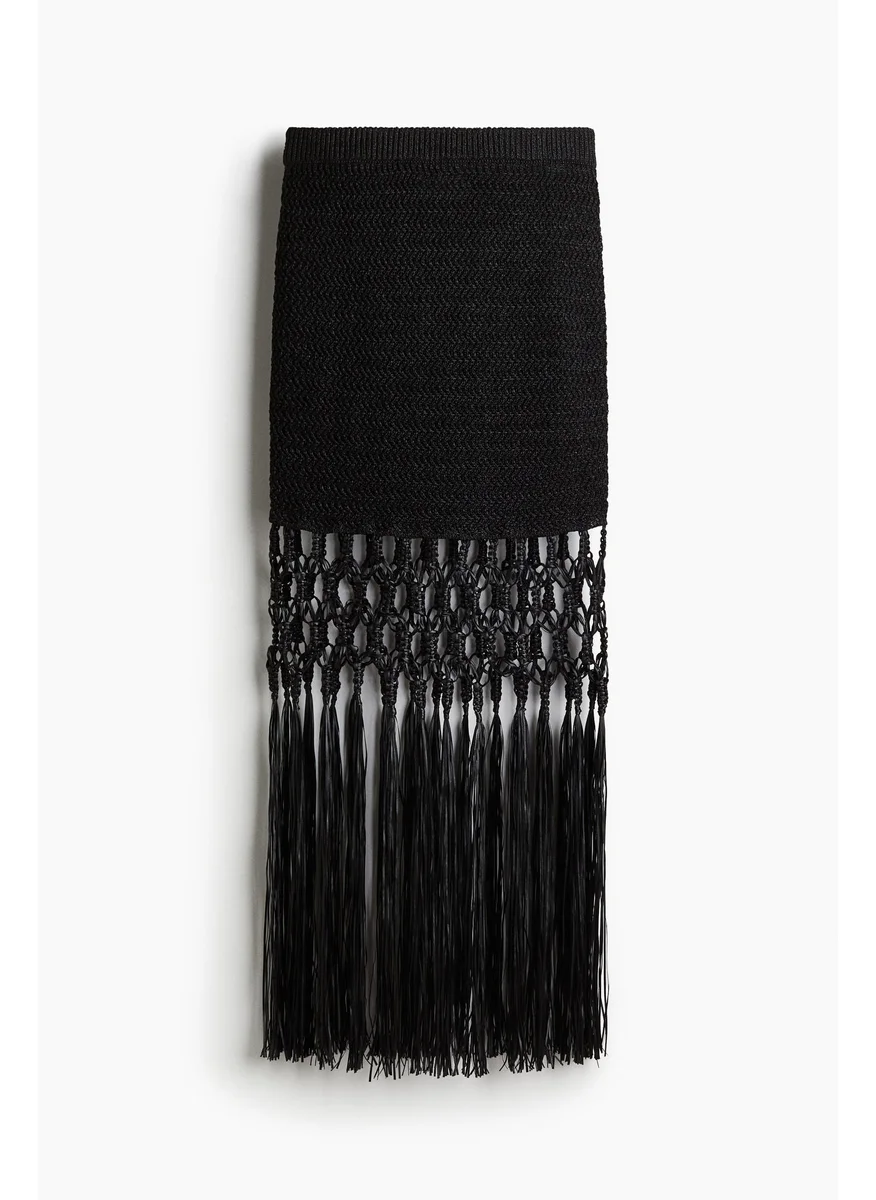 اتش اند ام Fringed Crochet-Look Skirt