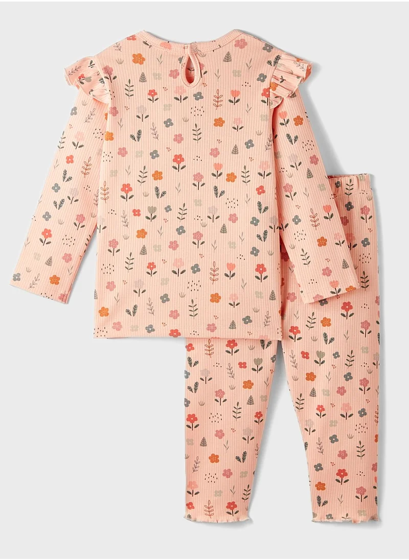 JUNE Kids Crew Neck T-Shirt And Pant Set