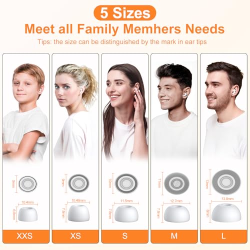 Link Dream 5 Pairs Replacement Ear Tips for AirPods Pro 3 Silicon Ear Buds Tips with Cleaner Pen & Portable Storage Box White（XXS/XS/S/M/L Tips+ Cleaner Pen - Image 3