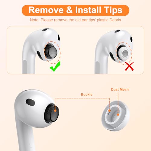 Link Dream 5 Pairs Replacement Ear Tips for AirPods Pro 3 Silicon Ear Buds Tips with Cleaner Pen & Portable Storage Box White（XXS/XS/S/M/L Tips+ Cleaner Pen - Image 4