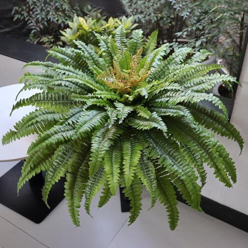 Galebeiren Artificial Ferns for Outdoors, 45" Large Faux Ferns 63 Fronds Fake Boston Fern Plant for Planter Garden Home Yards Farmhouse Decor Dark Green - Image 3