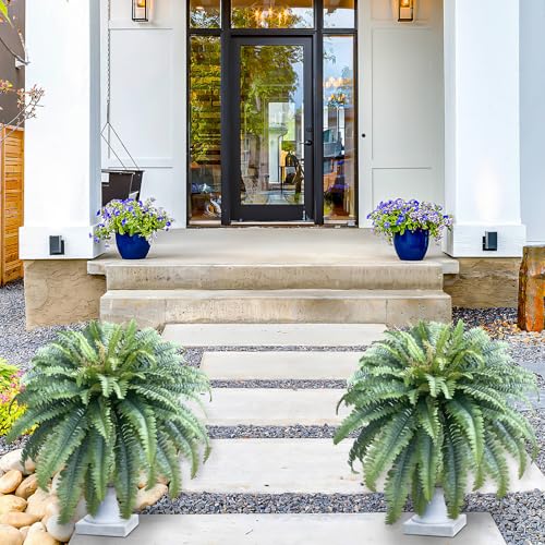 Galebeiren Artificial Ferns for Outdoors, 45" Large Faux Ferns 63 Fronds Fake Boston Fern Plant for Planter Garden Home Yards Farmhouse Decor Dark Green - Image 5