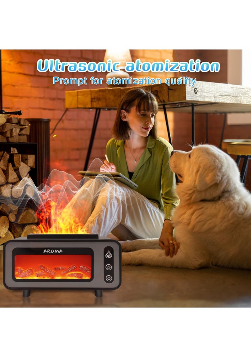 Excefore - Colorful Flame Diffuser, Retro Fireplace Essential Oil Diffuser, 200ML Ultrasonic Aromatherapy Diffuser, Suitable for Home, Bedroom, Office - Image 1