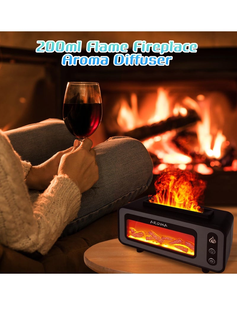 Excefore - Colorful Flame Diffuser, Retro Fireplace Essential Oil Diffuser, 200ML Ultrasonic Aromatherapy Diffuser, Suitable for Home, Bedroom, Office - Image 1