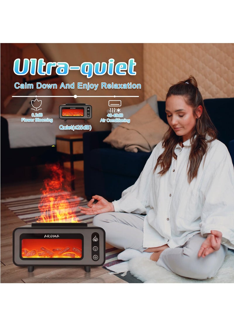 Excefore - Colorful Flame Diffuser, Retro Fireplace Essential Oil Diffuser, 200ML Ultrasonic Aromatherapy Diffuser, Suitable for Home, Bedroom, Office - Image 1