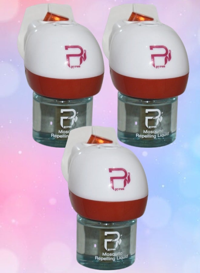 بيرون 3 قطع جهاز كهربائي قاتل الناموس (الباعوض) مع سائل إعادة التعبئة 360 ساعة مجاناً 1 عبوة سعة 45 مل تمتاز بريحة عطرية برائحة الزهور - Image 1