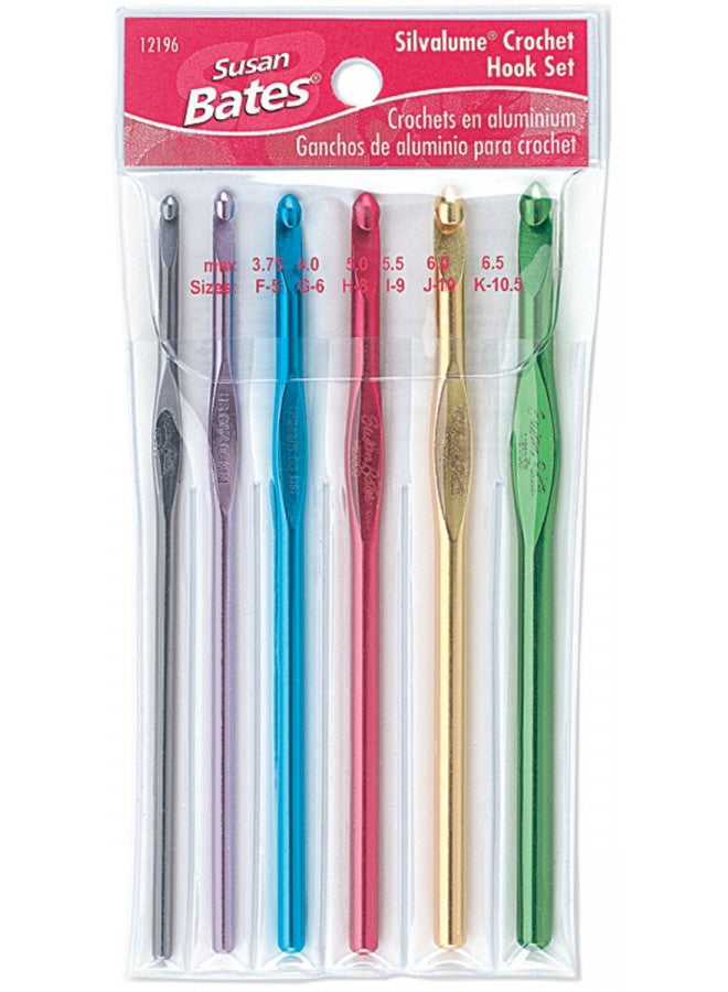 Susan Bates Silvalume Crochet Hook Set in Pouch Sizes F, G, H, I, J, K