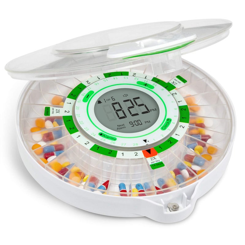 Live Fine 28-Day Automatic Pill Dispenser with Upgraded LCD Display, Key Lock, Sound & Light for Prescriptions, Medication, Vitamins, Supplements & More - Image 1