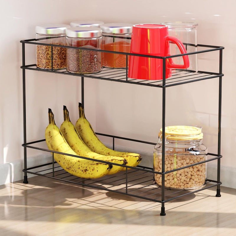 WonderStand NEXA| 2-Tier Standing Spice Rack Storage Organizer, Countertop Storage Shelf Organizer for Home, Kitchen and Living Room (Black) - Image 3