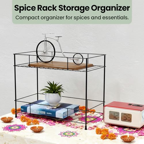 WonderStand NEXA| 2-Tier Standing Spice Rack Storage Organizer, Countertop Storage Shelf Organizer for Home, Kitchen and Living Room (Black) - Image 2