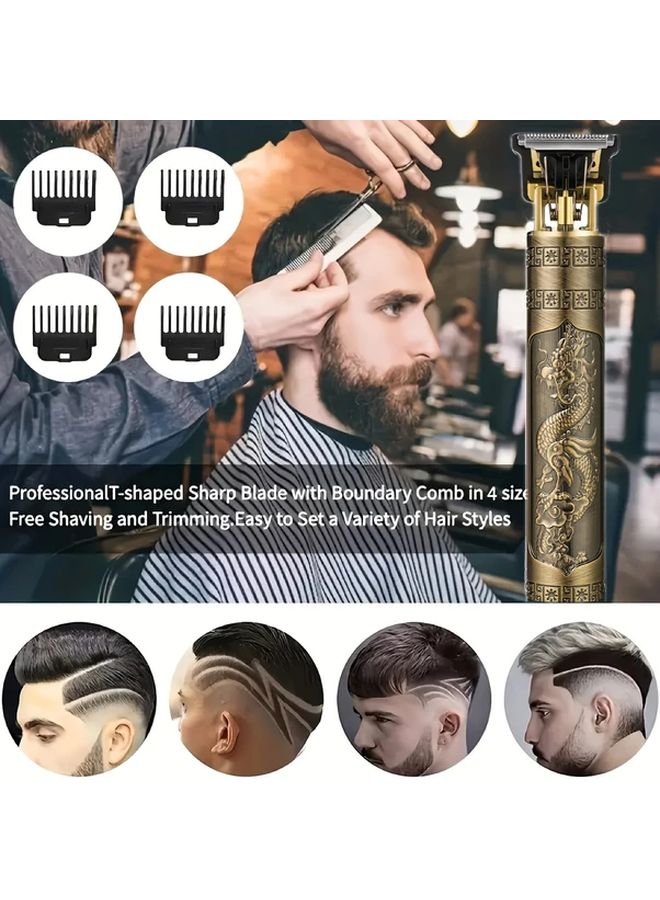 Golden Mens Cordless Electric Hair Clipper Trimmer Styling Tool With 4 Combs Brush Gift - Image 2