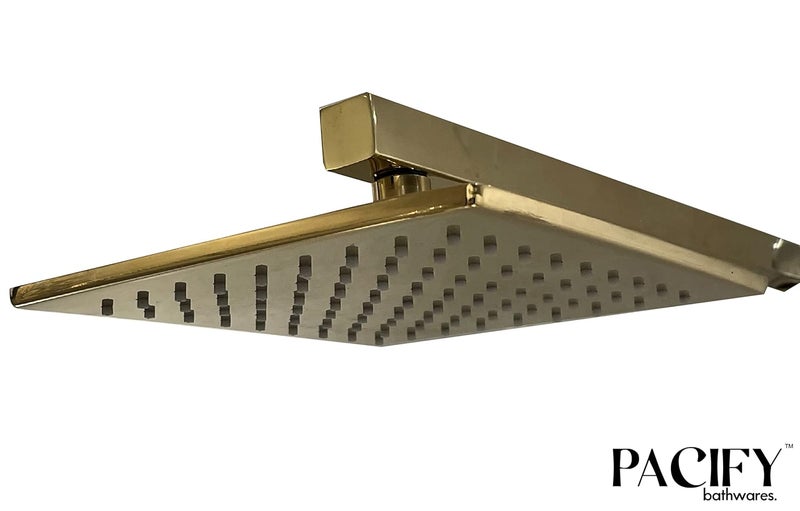 Pacify Size 8x8 SS Gold Coloured Square Overhead Rain Shower Without Arm Gold - Image 2